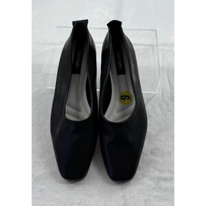 Franco Sarto Vana Ballet Flats Womens 9 Black Leather Slip-On Square Toe Classic